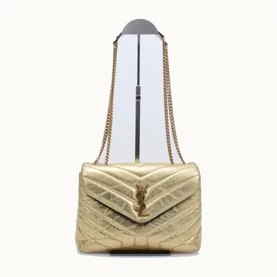 Bolsa Crossbody Saint Laurent Loulou Small Metallic Dorada