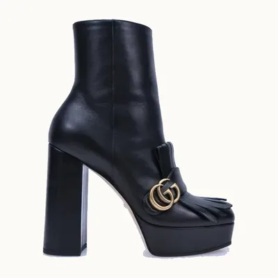 Gucci Marmont GG Fringe Boots Black, Size 40