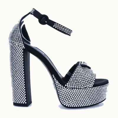 Prada Crystal Platforms 135.0 Sandals Silver, Size 38.5
