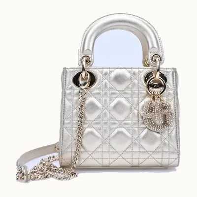 Bolsa Crossbody Dior Lady Mini Crystal Dorada