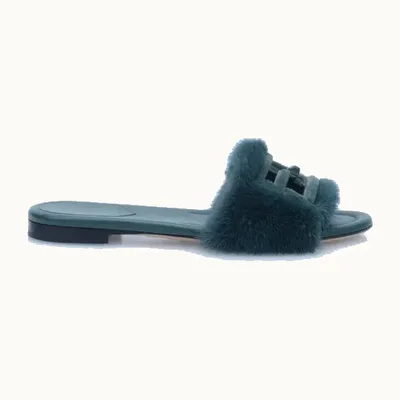 Fendi Baguette Sandals Green, Size 36