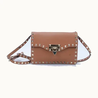 Bolsa Crossbody Valentino Rockstud WOC Camel