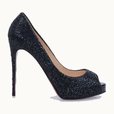 Christian Louboutin New Very Privé 120 Heels Black, Size 39.5