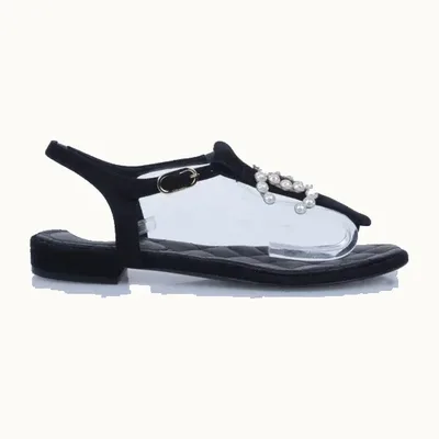 Chanel Pearl CC Thong Negro Talla 35.5 / 2.5 mx