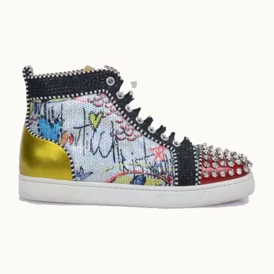 Christian Louboutin Rantus Orlato Graffiti Shoes Multicolor, Size 36.5