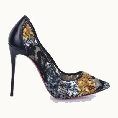 Christian Louboutin Pigalle Follies 100 Pailettes Shoes Black, Size 37