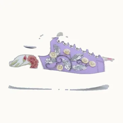 Zapatos Alexander McQueen Oversized Floral Embroidered Morados, Talla 37.5