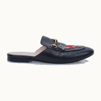 Gucci Princetown Patches Shoes Black, Size 38