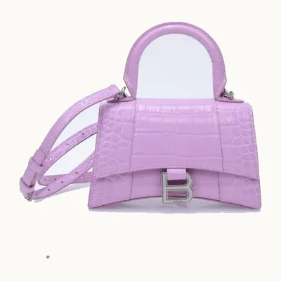 Bolsa Balenciaga Hourglass XS Croc Embossed Morada