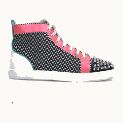 Christian Louboutin Lou Spikes Orlato Shoes Black, Size 41