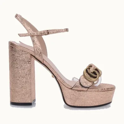 Gucci Marmont GG 120 Shoes Gold, Size 36