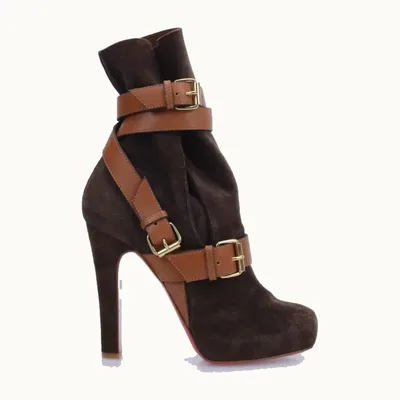 Christian Louboutin Guerriere 120 Suede Shoes Brown, Size 38