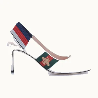 Gucci Sylvie Bee Slingbacks White, Size 38