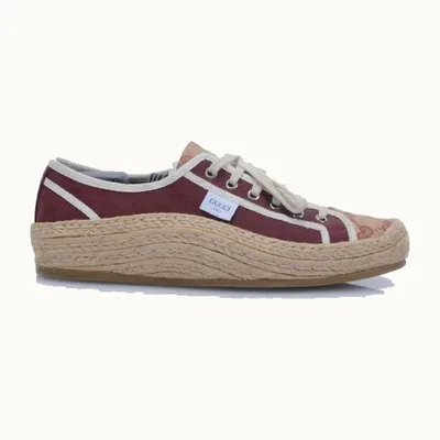 Gucci Jacquard Mini GG Shoes Burgundy, Size 43