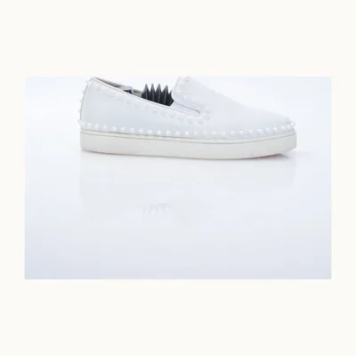 Zapatos Christian Louboutin Pik Boat Spikes Blancos, Talla 37.5