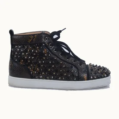 Christian Louboutin Louboutin Louis Orlato Amazonia Spike Snakeskin Cafe Talla 43 / 9 mx