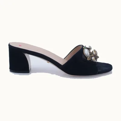 Sandalias Tacón Gucci Bee Pearl Mid Heel Negro Talla 37 (4 mx)