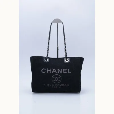 Bolsa Tote Chanel Deauville Small Tweed Negra