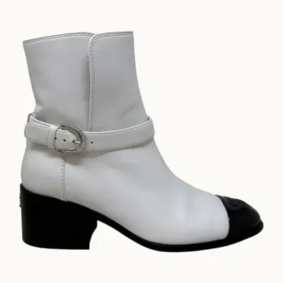 Chanel Two Tone Cap Toe Boots, Size 37.5