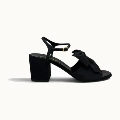 Chanel Silk Bow Crystal Sandals, Size 37.5