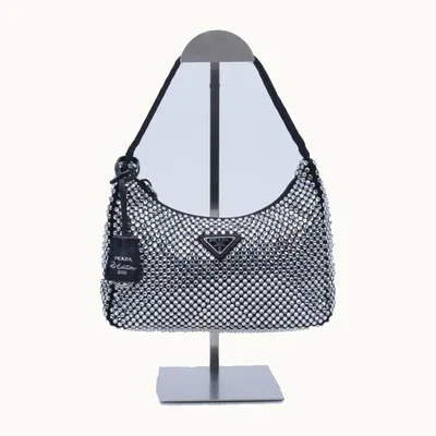 Prada Re-Edition 2000 Mini Crystals Handbag Silver