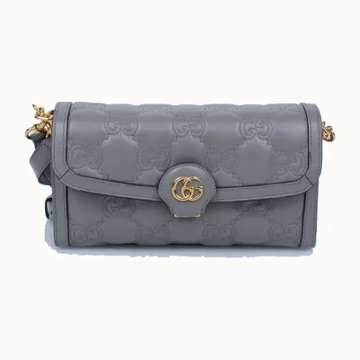 Bolsa Flap Gucci GG Matelassé Small Gris
