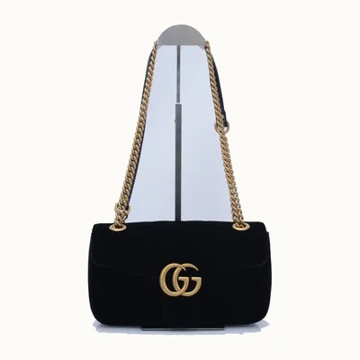 Bolsa Flap Gucci Marmont GG Small Velvet Negra