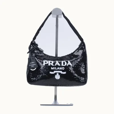 Prada Re-Edition 2000 Mini Sequins Handbag Black