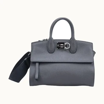 Bolsa de Mano Salvatore Ferragamo Studio Soft + Strap Gris