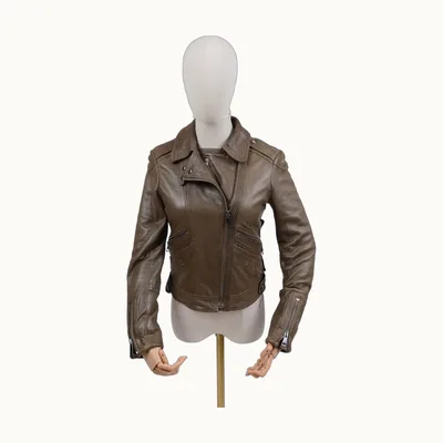 Chamarra Burberry Leather Verde, Talla XS