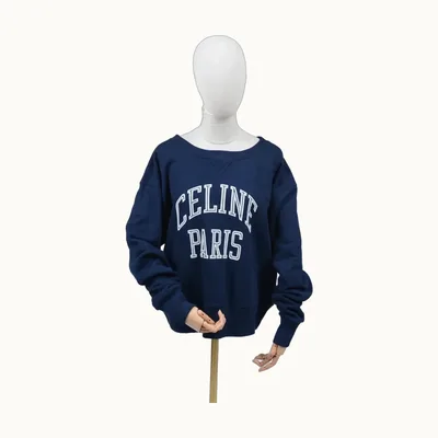 Céline Sudaderas Logo Fleece Azul, Talla S