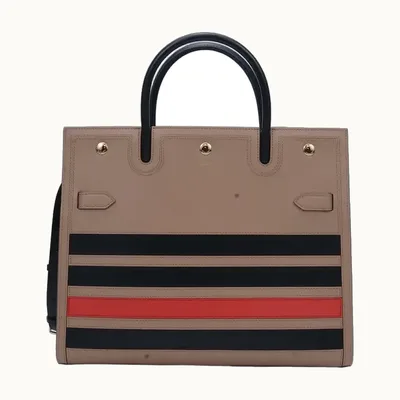 Bolsa Burberry Title Medium Striped Nude