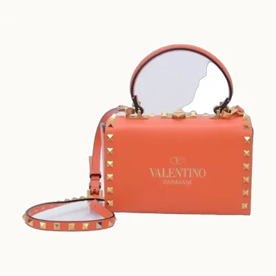 Bolsa Valentino Rockstud Alcove Box Naranja