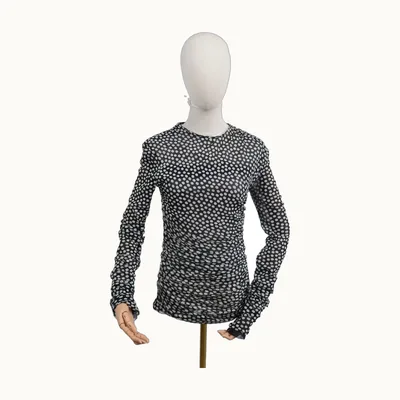 Saint Laurent Sheer Polka Dot Negra, Talla L