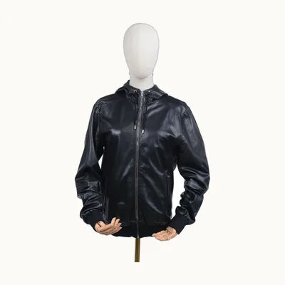 Gucci Leather Bomber Negra, Talla S