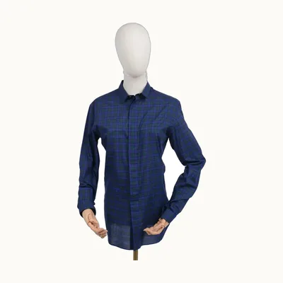 Dior Plaid Bee Embroidery Blue, Size M