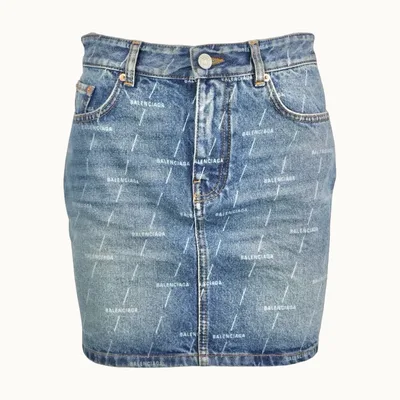 Falda Balenciaga Denim All Over Logo, Talla 38 IT
