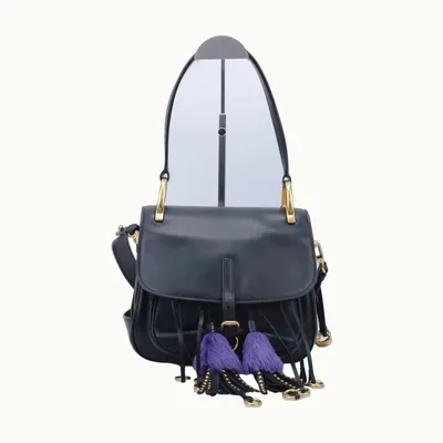 Bolsa de Hombro Prada Corsaire City Fox Fur Negra