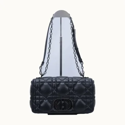Bolsa de Hombro Dior Caro Medium Macrocannage Negra