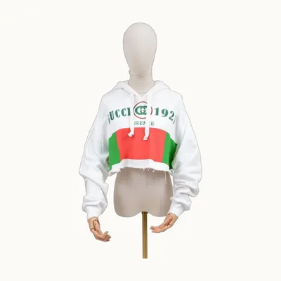 Gucci Sudaderas Web Crop Blanca, Talla XS