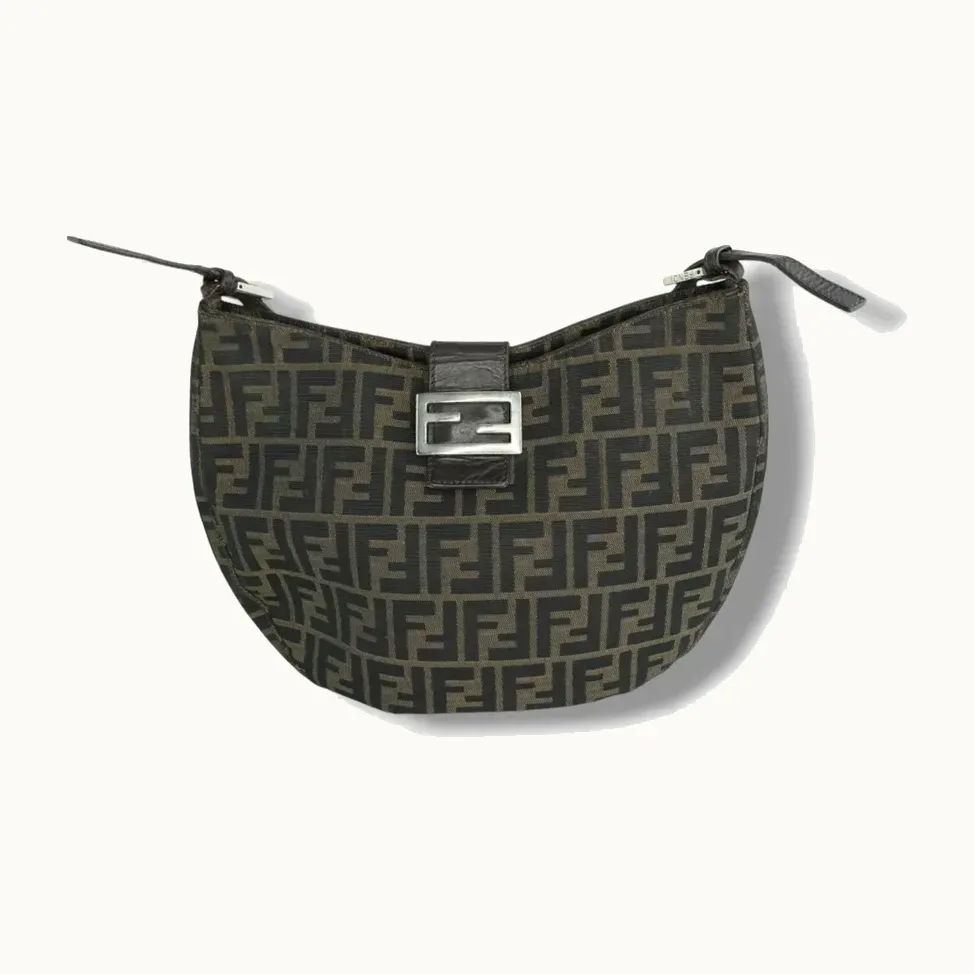 Fendi Vintage Zucca FF Logo Brown Shoulder Bag