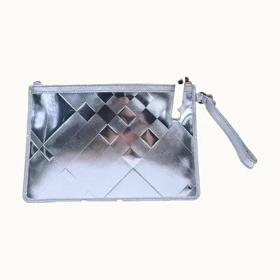 Burberry Leather Pouch Silver