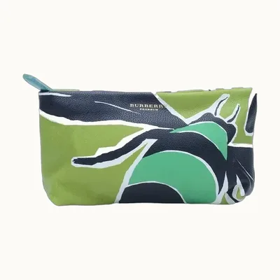 Burberry Leather Bee Pouch Green