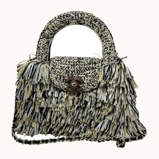 Chanel Raffia And Straw Fringe Flap Bag