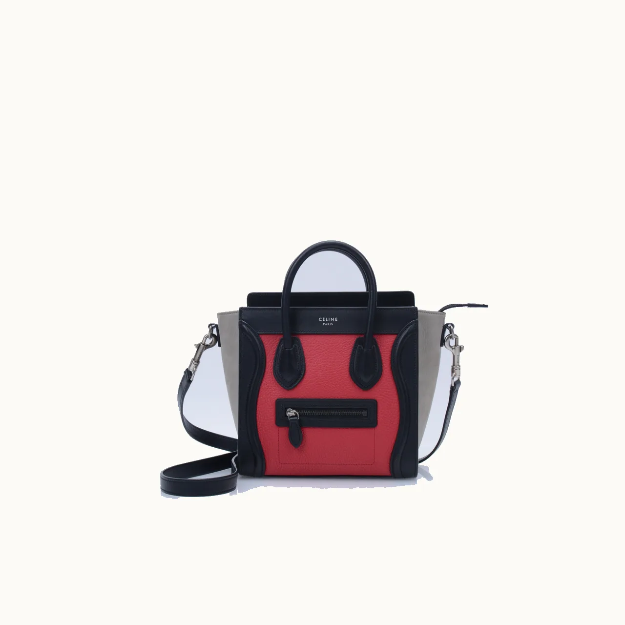 Céline Crossbody Celine Luggage Nano Tricolor Rojo mini