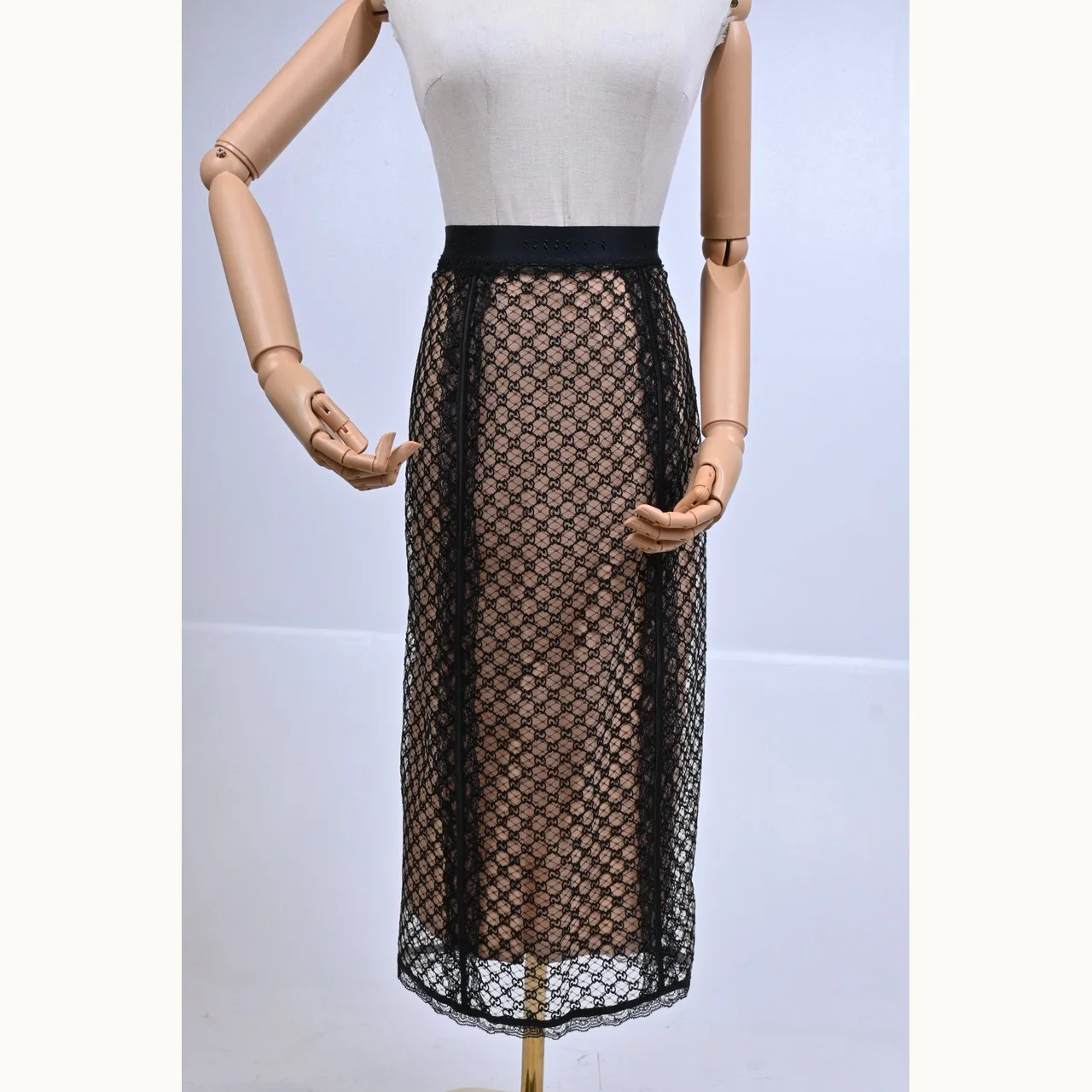 Falda Gucci Net Overlay Negro Talla XS