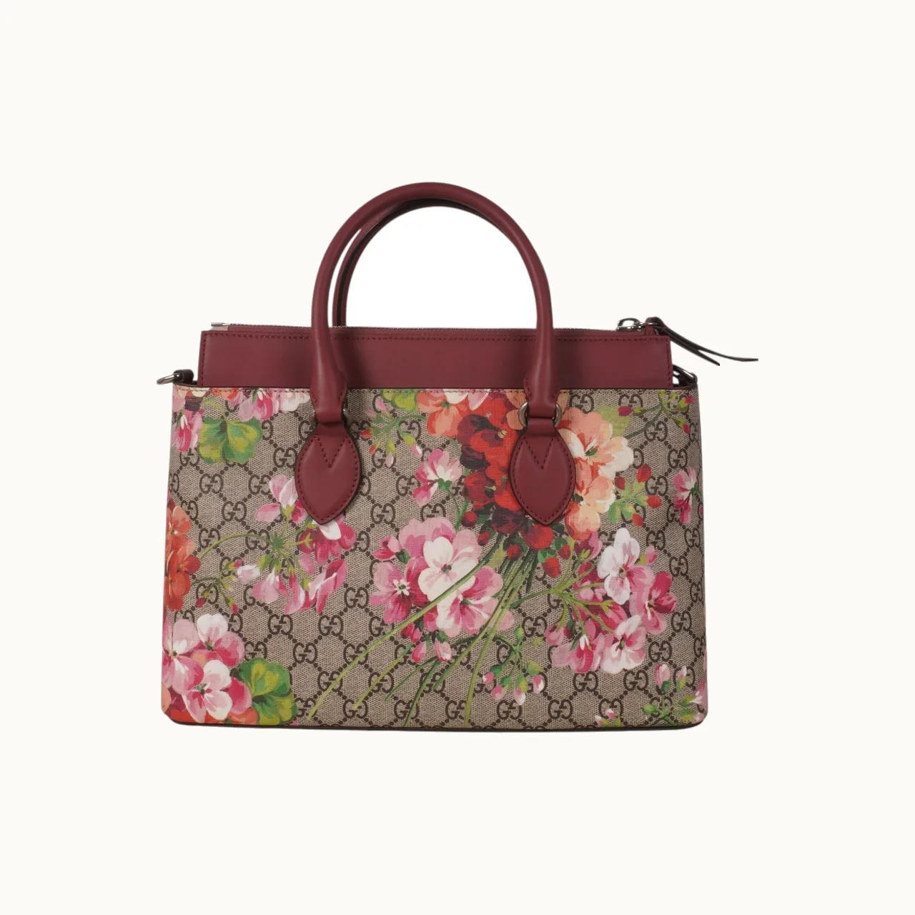Gucci Bolsa Gucci GG Supreme Blooms Small Zip Top Tote pequeña
