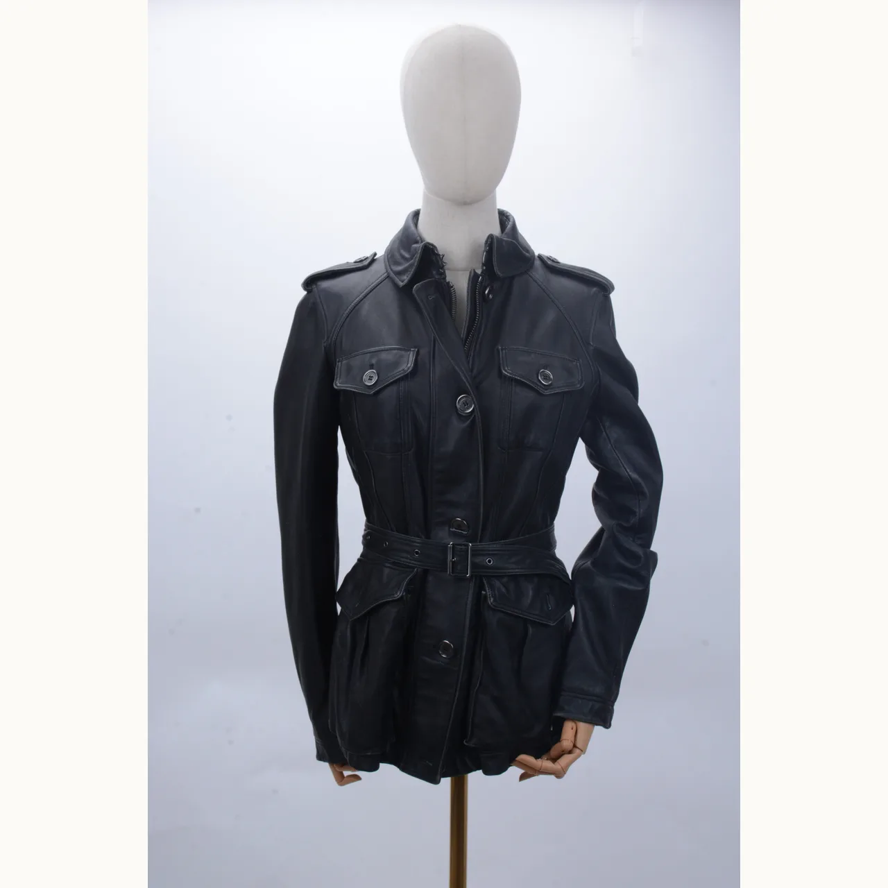 Chamarra Burberry Leather Negro Talla 6
