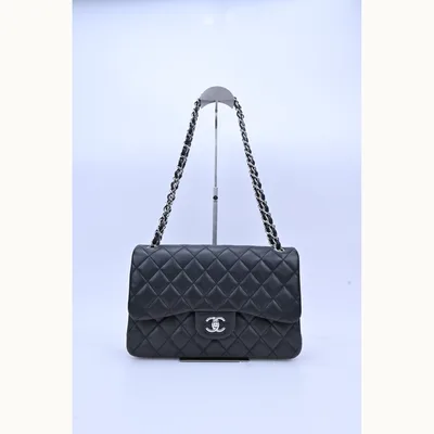 De hombro Chanel Classic Double Flap Jumbo Smooth Negro large