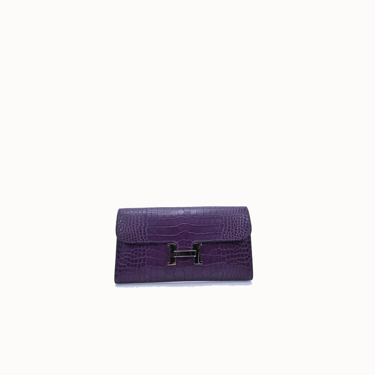 Hermès Clutch Hermes Constance Long Matte Alligator Morado